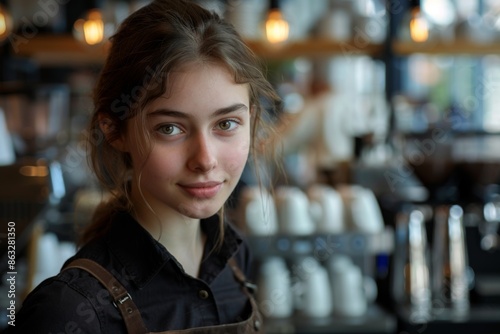 Portrait of a young female barista