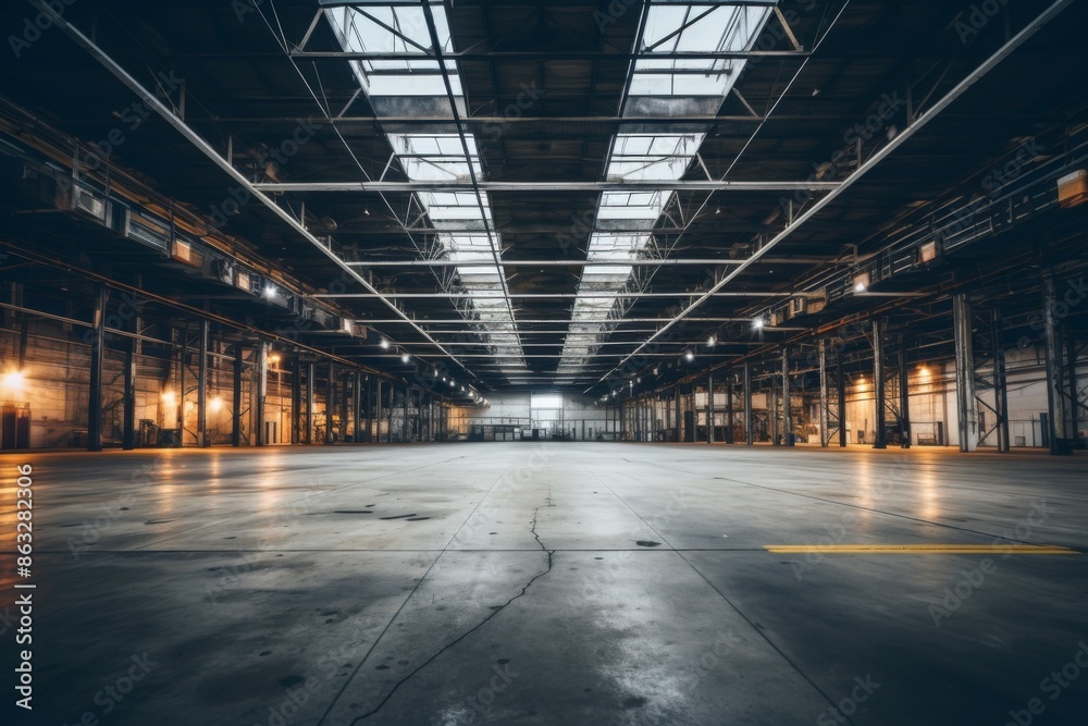 Interior of a large empty warehouse Interior of a large empty warehouse