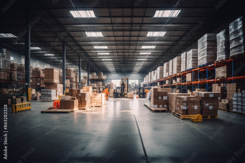 Interior of a large empty warehouse Interior of a large empty warehouse
