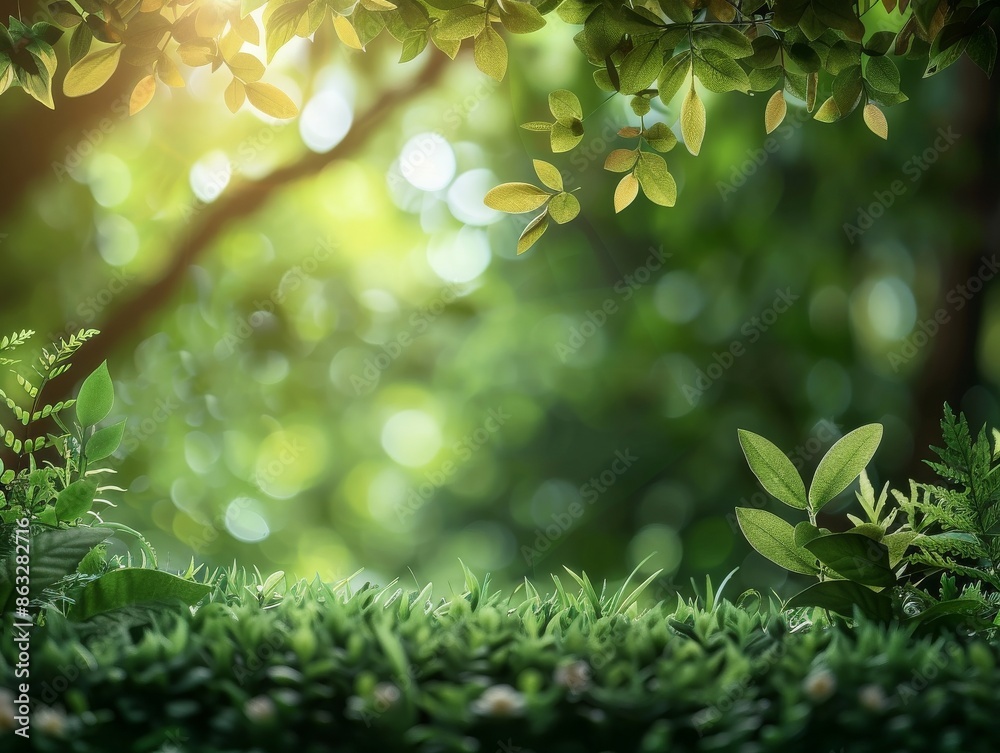 Sunlit green grass and foliage create a lush, natural background.