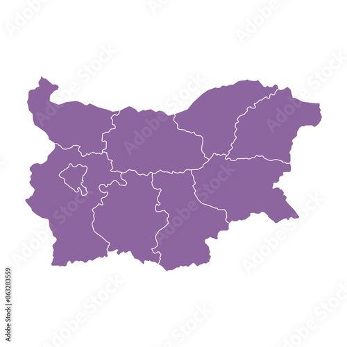 Silhouette and colored (purple) bulgaria map