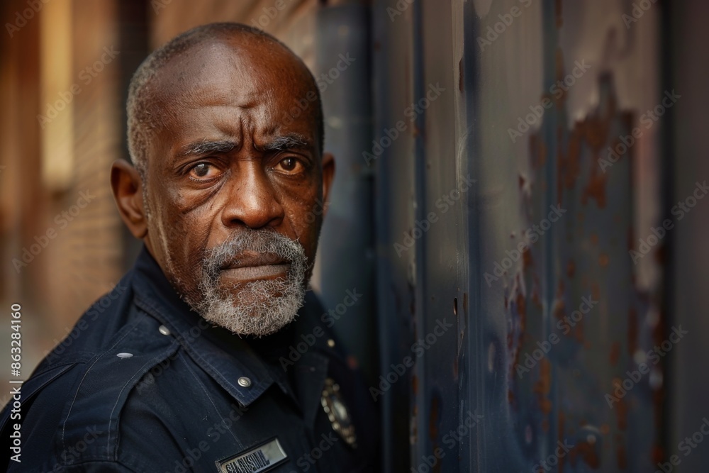 Portrait of a middle aged male security guard Portrait of a middle aged male security guard