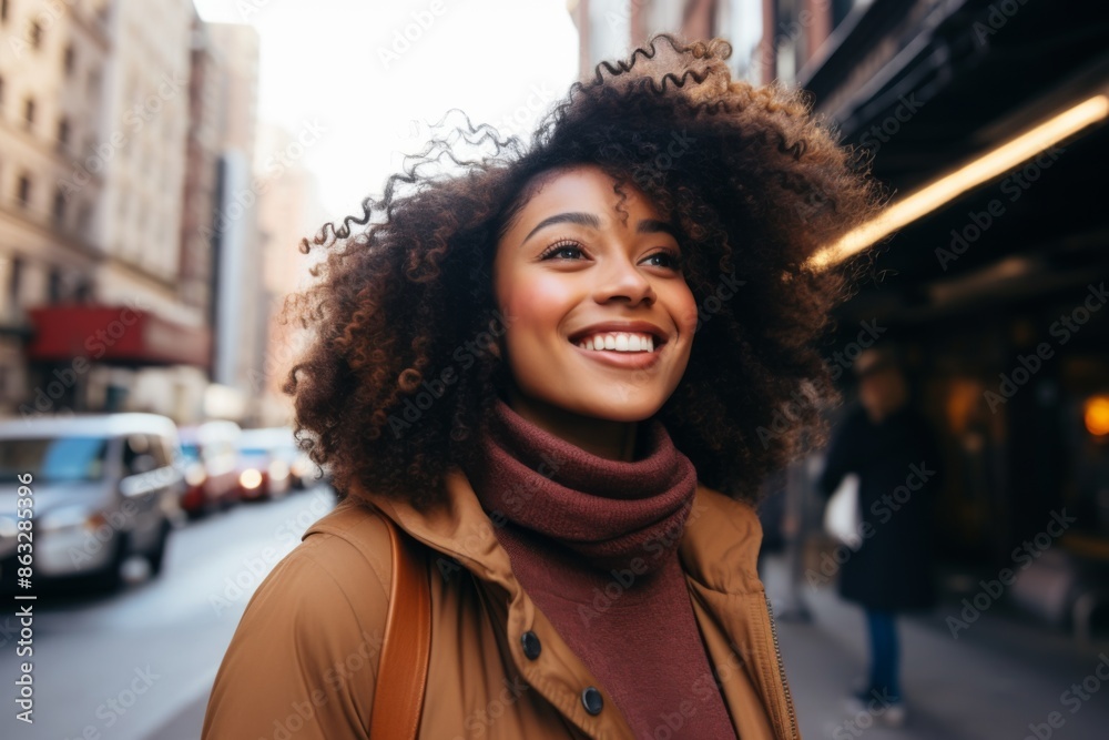 Portrait of a smiling young African American woman in the city Portrait of a smiling young African American woman in the city