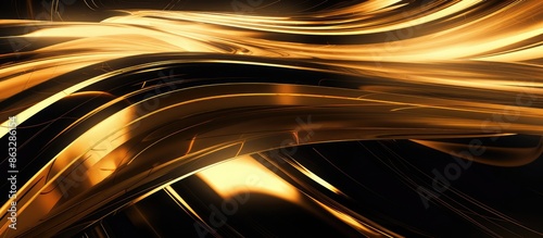 Golden abstract wavy background. 3d rendering, 3d illustration.