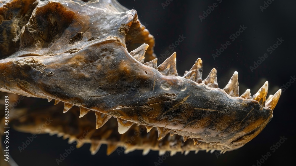 Close view of ancient shark s upper teeth Close view of ancient shark s upper teeth