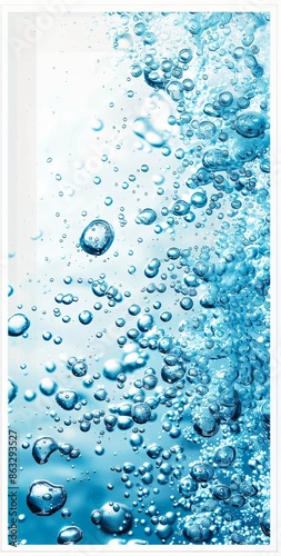 Abstract art of water bubbles and foam in shades of blue