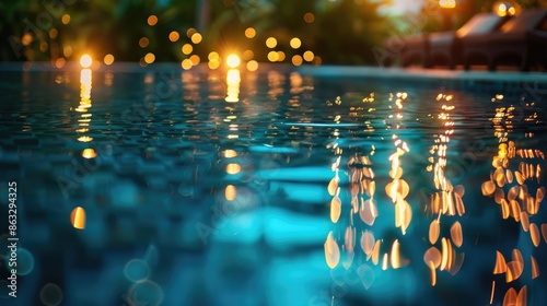 Background of twinkling lights in the pool © 2rogan