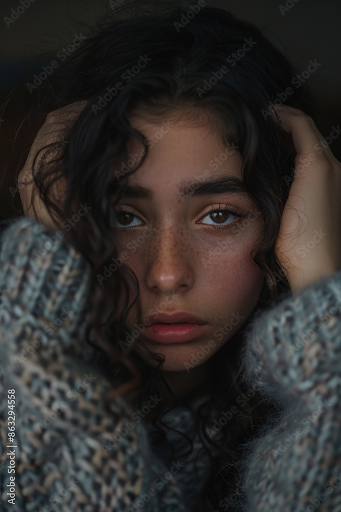 A close-up of a person wearing a sweater A close-up of a person wearing a sweater