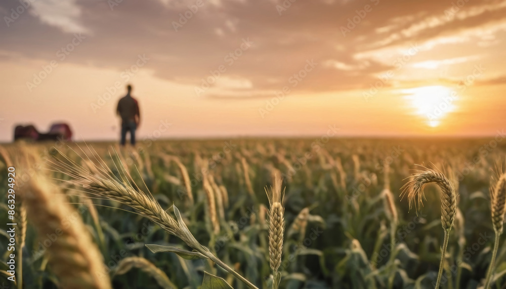 sunset in wheat field sunset in wheat field