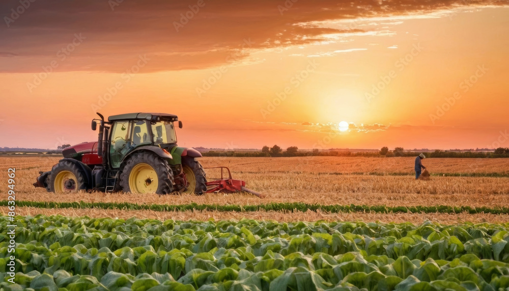 Obraz premium tractor working in the field