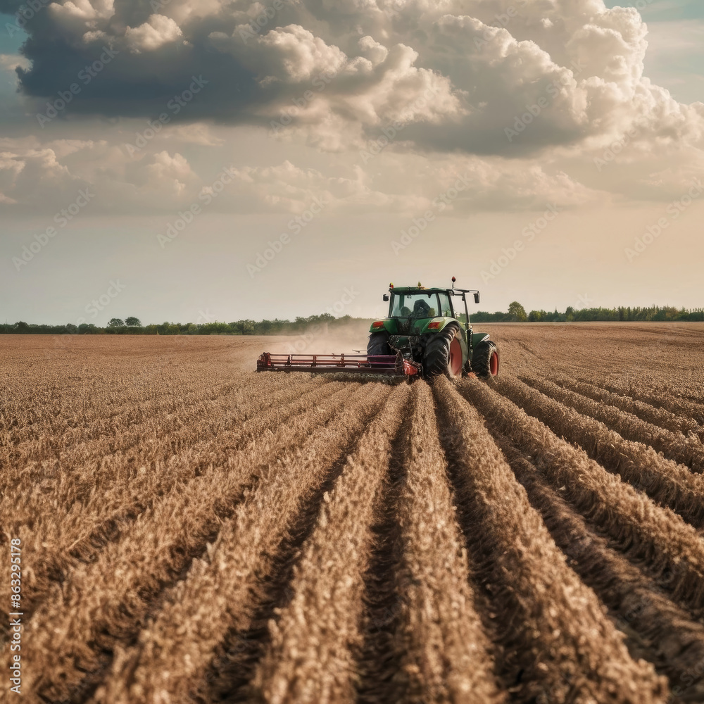 tractor working in the field tractor working in the field