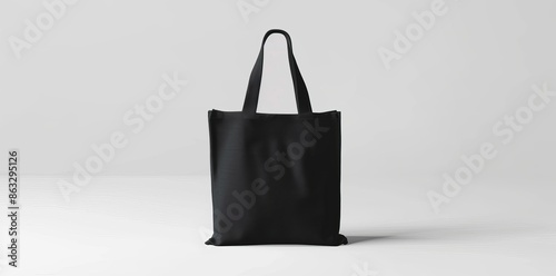 Canvas fabric shopping bag isolated on black background photo