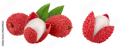Obraz na płótnie lychee fruit isolated on white background with full depth of field