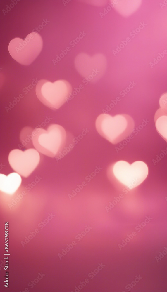 Blurred hearts lights Valentines day pink Bokeh background Blurred hearts lights Valentines day pink Bokeh background