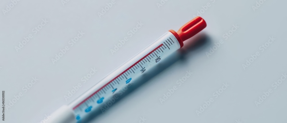 Closeup of a digital thermometer with an alarming temperature reading, with copy space Closeup of a digital thermometer with an alarming temperature reading, with copy space