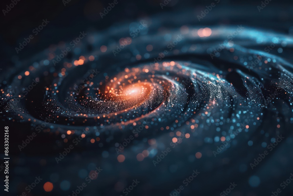 Closeup of a holographic projection of a galaxy, with copy space Closeup of a holographic projection of a galaxy, with copy space