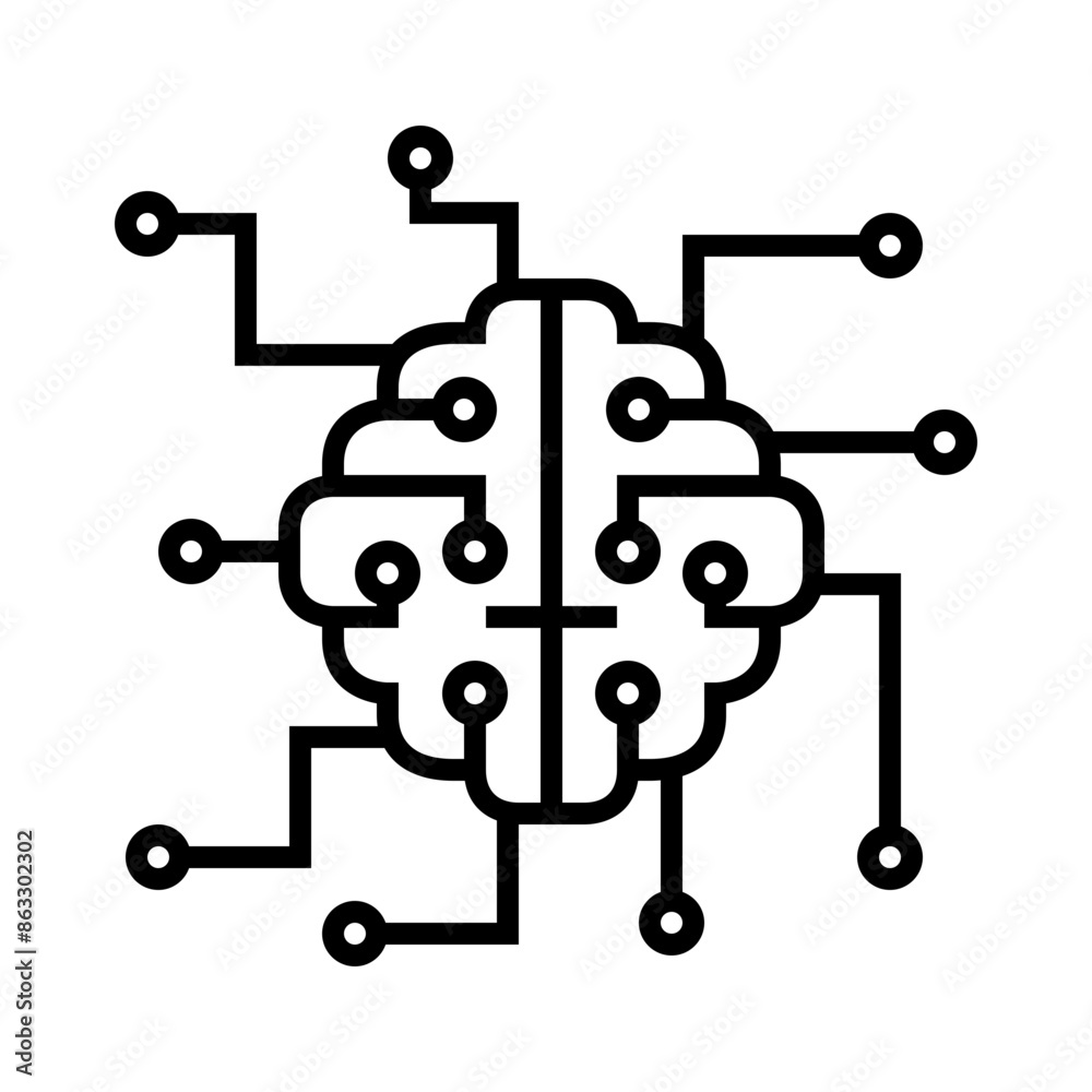 Neural Network Line Icon