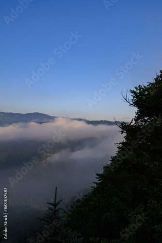 Clouds and fog over mountains in Rize, Turkey