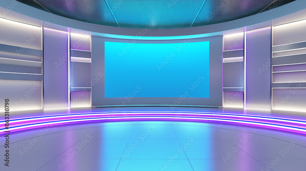 Television studio, virtual studio set. ideal for green screen compositing Television studio, virtual studio set. ideal for green screen compositing
