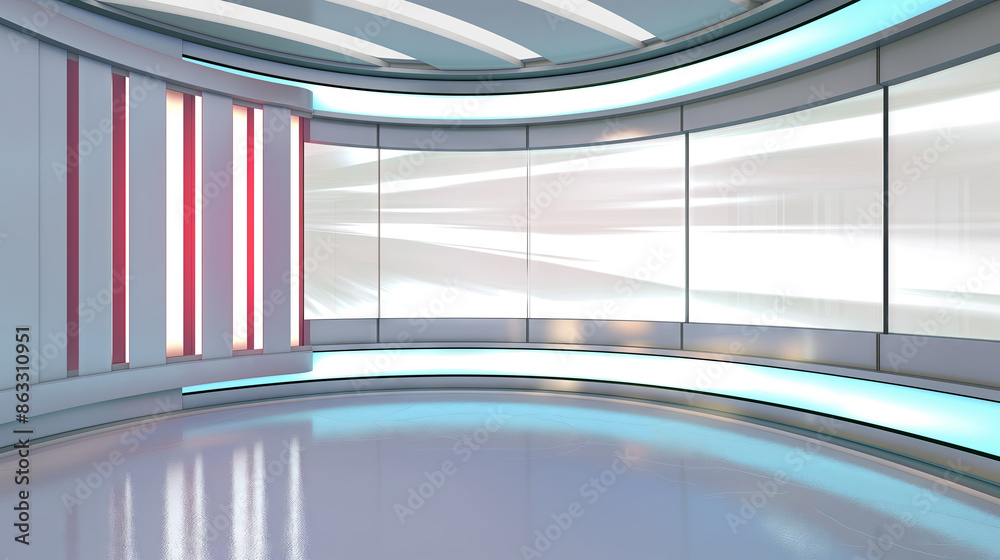 Obraz premium Television studio, virtual studio set. ideal for green screen compositing