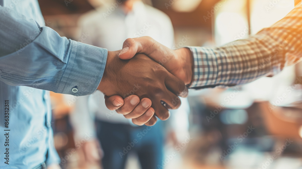 Close up of handshake on abstract city background.Teamwork concept. Close up of handshake on abstract city background.Teamwork concept.