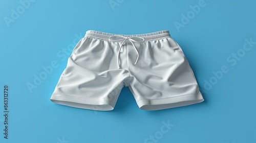3D Rendering Picture of White Plain Fabric. Display Picture of Men Shorts
