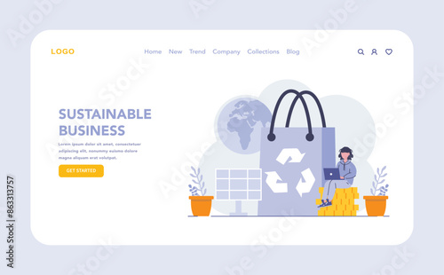 Sustainability and operational processes concept. Flat vector illustration.