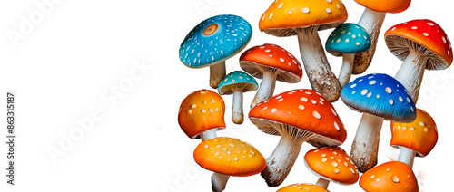 Mushrooms on white background
