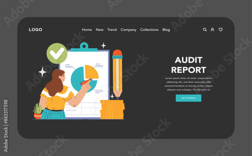 Audit Report concept. Flat vector illustration
