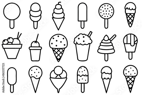 Ice Cream Line ArtIllustrations Set.eps photo