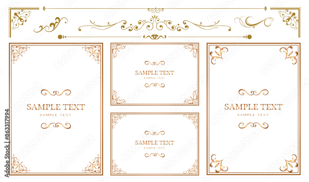 Decorative flourish borders, frames and corner. Design elements set, collection for invitation and menu..eps Decorative flourish borders, frames and corner. Design elements set, collection for invitation and menu..eps