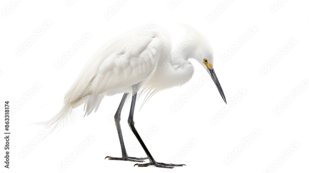 Fototapeta premium Graceful Snowy Egret on transparent background