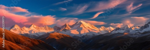 Majestic Sunrise Over Snow-Capped Mountain Panorama