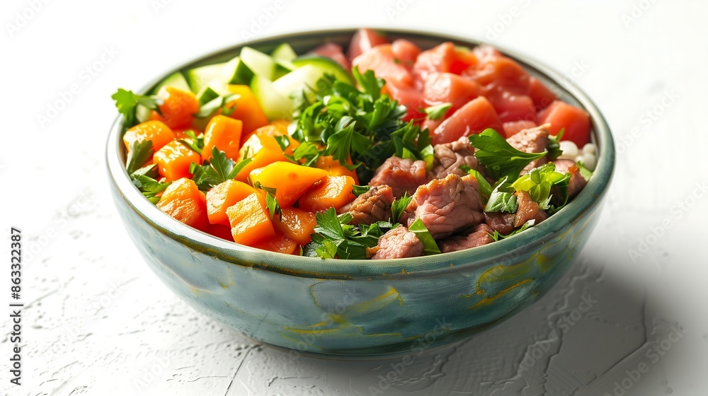 etailed shot of a pet bowl filled with healthy, colorful food, including pieces of beef, pumpkin, broccoli, and apples, set on a modern kitchen counter with fresh herbs around etailed shot of a pet bowl filled with healthy, colorful food, including pieces of beef, pumpkin, broccoli, and apples, set on a modern kitchen counter with fresh herbs around