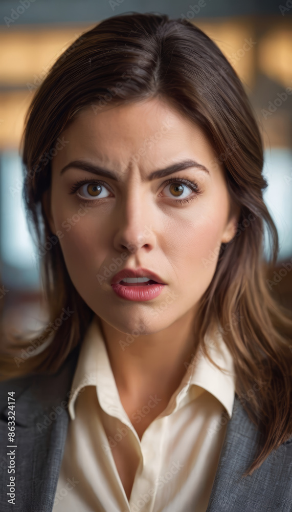 portrait of a shocked business woman