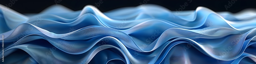 3d render, abstract fashion background with blue wavy ribbons, folded cloth macro 3d render, abstract fashion background with blue wavy ribbons, folded cloth macro