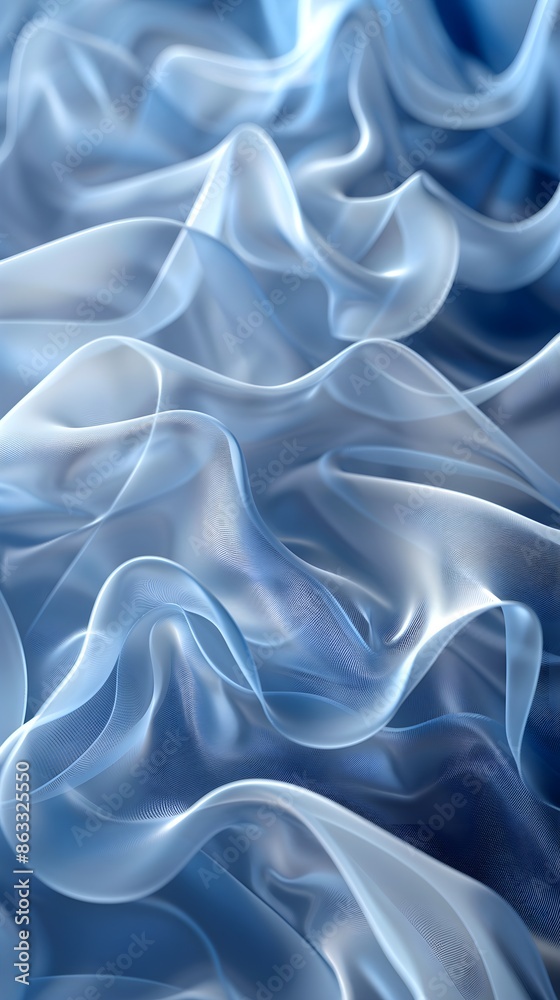 3d render, abstract fashion background with blue wavy ribbons, folded cloth macro 3d render, abstract fashion background with blue wavy ribbons, folded cloth macro