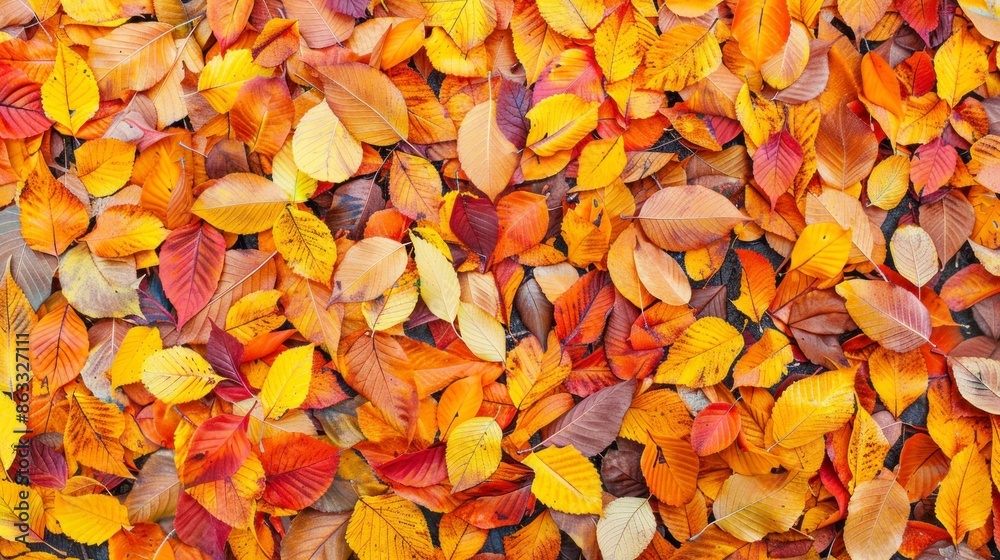 set of dry autumn leaves on the ground