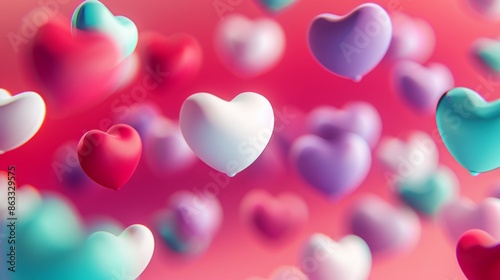Floating Colorful Hearts Background - Generative AI