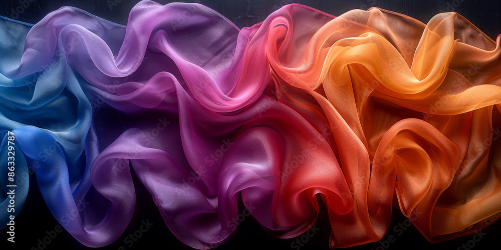 Obraz premium background textile Pattern Texture Wave Color Luxury Sexy Fabric Industry Silk Cloth Linen Passion Satin Material Bedding Smooth Backdrop Threads Pure Clean Clear Curtains 