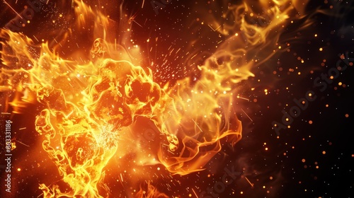 Fiery Abstract Background with Sparks