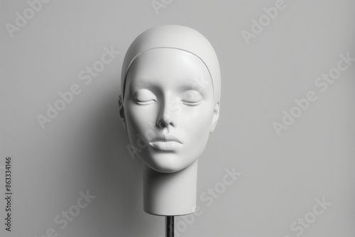  Mannequin Head on Stand, Solid Color Background photo