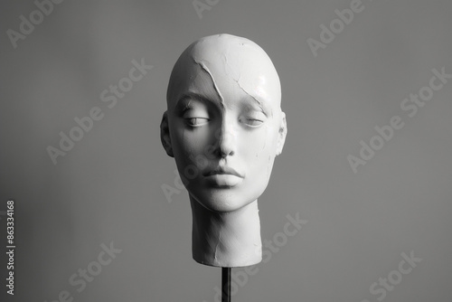  Mannequin Head on Stand, Solid Color Background photo