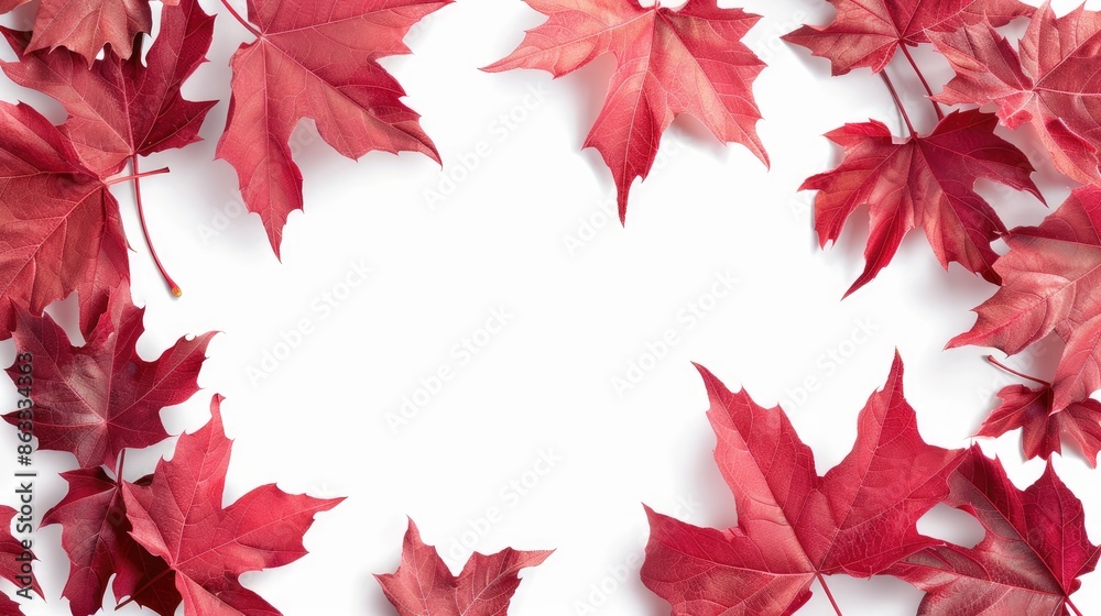 Autumn and End of Year Web Banner Design with Isolated Red Maple Leaves Autumn and End of Year Web Banner Design with Isolated Red Maple Leaves
