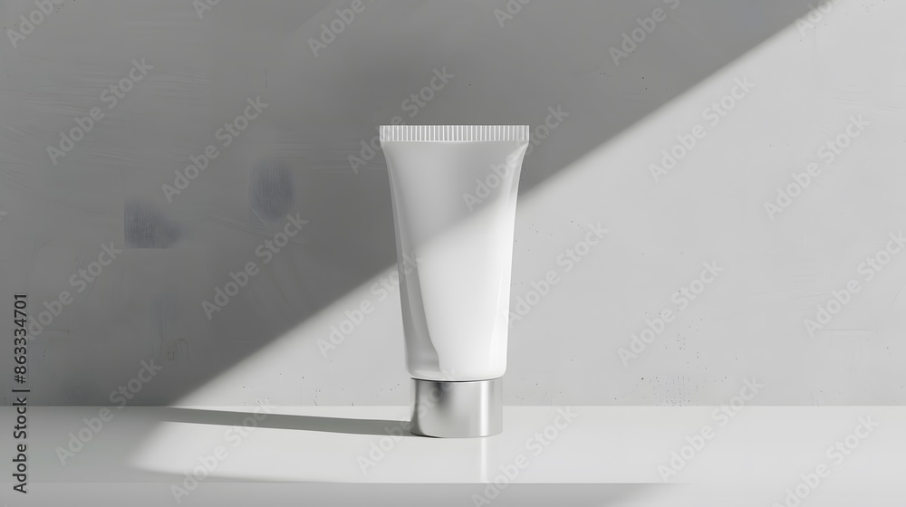 3d render mockup of cosmetic bundle for skin hair care. White plastic bottles and tubes with black caps in row on bright white backdrop 3d render mockup of cosmetic bundle for skin hair care. White plastic bottles and tubes with black caps in row on bright white backdrop