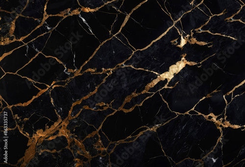 black marble with Golden lines, natural black marble texture. White and yellow patterned natural details textured background for interior Home Decoration or product design .