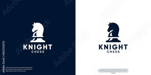 black horse chess, strategy symbol, business, logo design illustration.
