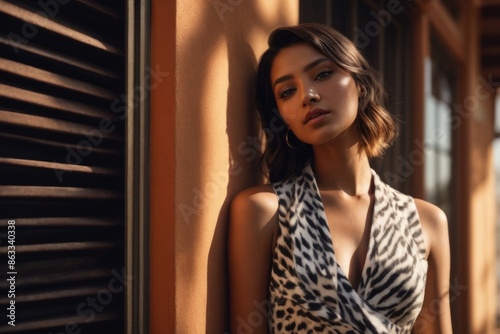 Fashionable beautiful young woman with high contrast shadow                                                                                                                                           © RENDISYAHRUL
