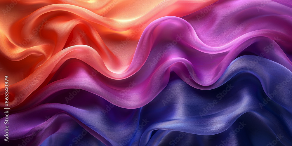 Obraz premium background silk Satin Pleated pleats Delicate drapery fabric abstract Pattern Texture Design Fashion Art Concept Wave Color Luxury Wallpaper Colorful Beautiful Textile 