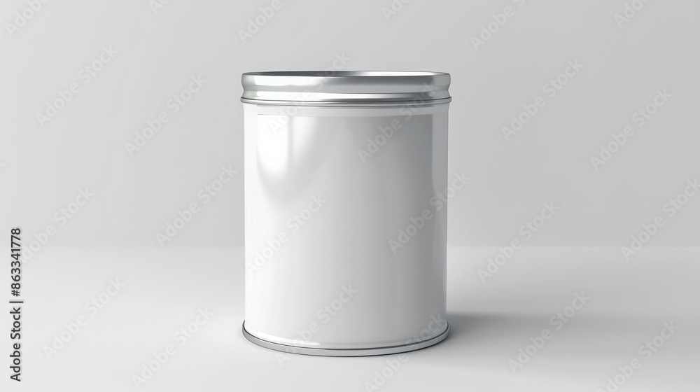 3D render illustration of a white blank metallic tin can mockup isolated on a white background 3D render illustration of a white blank metallic tin can mockup isolated on a white background